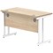 Polaris 1200mm Slim Rectangular Desk, White Cantilever Leg, Oak