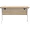 Polaris 1200mm Slim Rectangular Desk, White Cantilever Leg, Oak