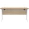 Polaris 1400mm Slim Rectangular Desk, White Cantilever Leg, Oak