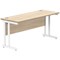 Polaris 1600mm Slim Rectangular Desk, White Cantilever Leg, Oak