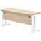 Polaris 1600mm Slim Rectangular Desk, White Cantilever Leg, Oak