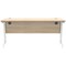 Polaris 1600mm Slim Rectangular Desk, White Cantilever Leg, Oak