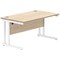 Polaris 1400mm Rectangular Desk, White Cantilever Leg, Oak