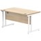 Polaris 1400mm Rectangular Desk, White Cantilever Leg, Oak