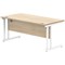 Polaris 1600mm Rectangular Desk, White Cantilever Leg, Oak
