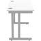 Polaris 1200mm Slim Rectangular Desk, Silver Cantilever Leg, White