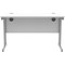 Polaris 1200mm Slim Rectangular Desk, Silver Cantilever Leg, White
