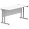 Polaris 1400mm Slim Rectangular Desk, Silver Cantilever Leg, White