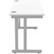 Polaris 1400mm Slim Rectangular Desk, Silver Cantilever Leg, White