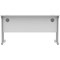 Polaris 1400mm Slim Rectangular Desk, Silver Cantilever Leg, White