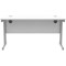 Polaris 1400mm Slim Rectangular Desk, Silver Cantilever Leg, White