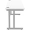 Polaris 1600mm Slim Rectangular Desk, Silver Cantilever Leg, White
