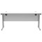 Polaris 1600mm Slim Rectangular Desk, Silver Cantilever Leg, White