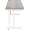 Polaris 1600mm Slim Rectangular Desk, White Cantilever Leg, Grey Oak
