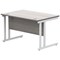 Polaris 1200mm Rectangular Desk, White Cantilever Leg, Grey Oak