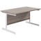 Jemini Rectangular Desk, 1200mm Wide, White Cantilever Legs, Grey Oak