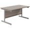 Jemini Rectangular Desk, 1400mm Wide, Silver Cantilever Legs, Grey Oak