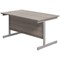 Jemini Rectangular Desk, 1400mm Wide, Silver Cantilever Legs, Grey Oak
