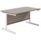 Jemini Rectangular Desk, 1400mm Wide, White Cantilever Legs, Grey Oak