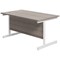 Jemini Rectangular Desk, 1400mm Wide, White Cantilever Legs, Grey Oak