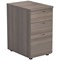 First 1600mm Corner Desk, Right Hand, Silver Cantilever Legs, Grey Oak, With 3 Drawer Desk High Pedestal