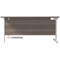 Jemini 1600mm Corner Desk, Right Hand, White Cantilever Legs, Grey Oak