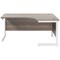 Jemini 1600mm Corner Desk, Right Hand, White Cantilever Legs, Grey Oak