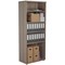 Jemini Extra Tall Bookcase, 4 Shelves, 2000mm High, Grey Oak