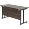 Jemini 1200mm Slim Rectangular Desk, Black Double Upright Cantilever Legs, Walnut