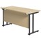 Jemini 1200mm Slim Rectangular Desk, Black Double Upright Cantilever Legs, Maple