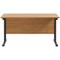 Jemini 1200mm Slim Rectangular Desk, Black Double Upright Cantilever Legs, Oak