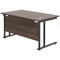 Jemini 1200mm Rectangular Desk, Black Double Upright Cantilever Legs, Walnut