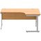 Astin 1600mm Corner Desk, Right Hand, Silver Cantilever Legs, Beech