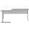 Astin 1600mm Corner Desk, Left Hand, Silver Cantilever Legs, White