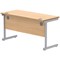 Astin 1400mm Slim Rectangular Desk, Silver Cantilever Legs, Beech
