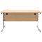 Astin 1400mm Rectangular Desk, Silver Cantilever Legs, Beech