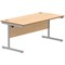 Astin 1600mm Rectangular Desk, Silver Cantilever Legs, Beech