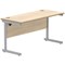 Astin 1400mm Slim Rectangular Desk, Silver Cantilever Legs, Oak