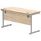 Astin 1400mm Slim Rectangular Desk, Silver Cantilever Legs, Oak