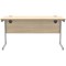 Astin 1400mm Slim Rectangular Desk, Silver Cantilever Legs, Oak