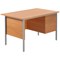 Jemini Intro 1200mm Rectangular Desk with attached 2-Drawer Pedestals, Black Straight Legs, Beech