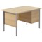 Jemini Intro 1200mm Rectangular Desk with attached 2-Drawer Pedestals, Black Straight Legs, Oak