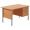 5 Star 1200mm Rectangular Desk with attached 3-Drawer Pedestals, Black Straight Legs, Beech
