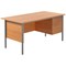 5 Star 1500mm Rectangular Desk with attached 2-Drawer Pedestals, Black Straight Legs, Beech