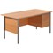 Jemini Intro 1500mm Rectangular Desk with attached 2-Drawer Pedestals, Black Straight Legs, Beech