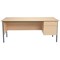 Jemini Intro 1500mm Rectangular Desk with attached 2-Drawer Pedestals, Black Straight Legs, Oak