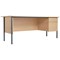 Jemini Intro 1500mm Rectangular Desk with attached 2-Drawer Pedestals, Black Straight Legs, Oak
