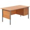 5 Star 1500mm Rectangular Desk with attached 3-Drawer Pedestals, Black Straight Legs, Beech