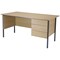 Jemini Intro 1500mm Rectangular Desk with attached 3-Drawer Pedestals, Black Straight Legs, Oak