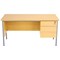 Jemini Intro 1500mm Rectangular Desk with attached 3-Drawer Pedestals, Black Straight Legs, Oak